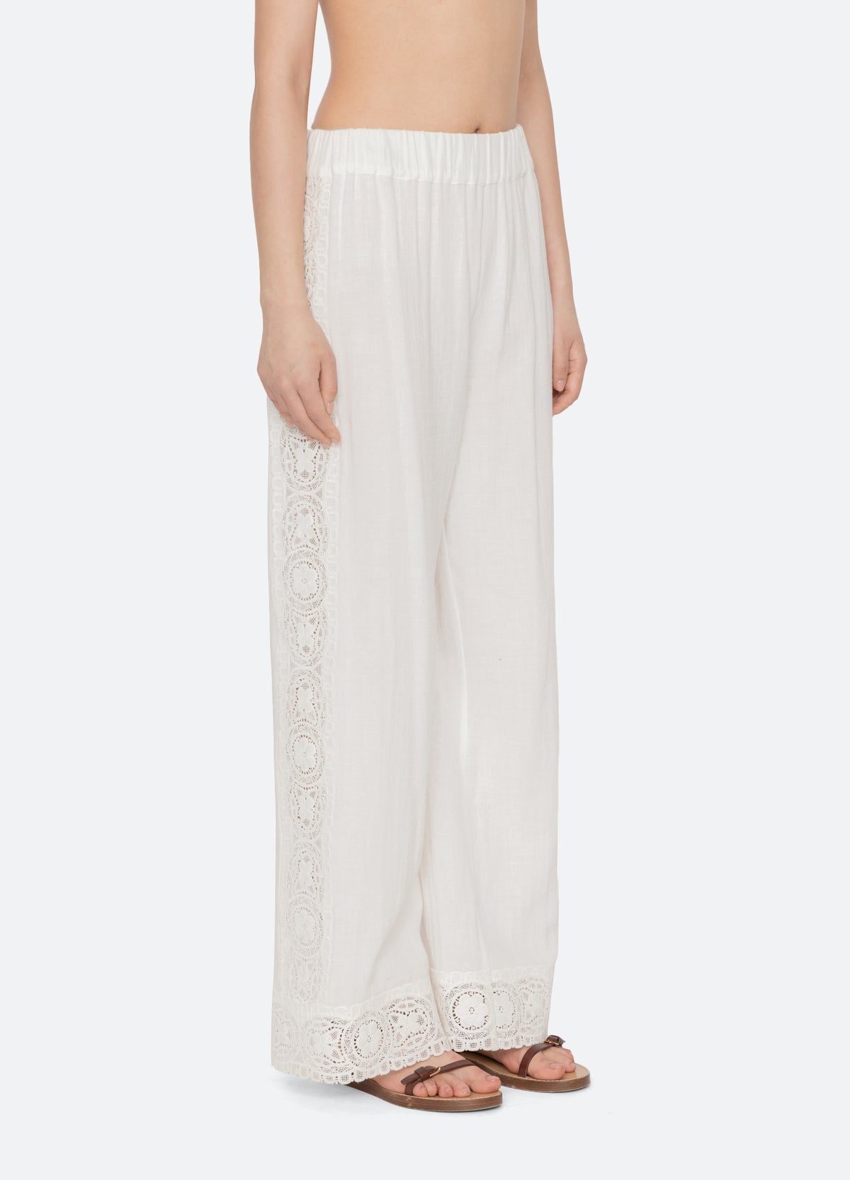 cream-gardener coverup pants-three quarter view - 6