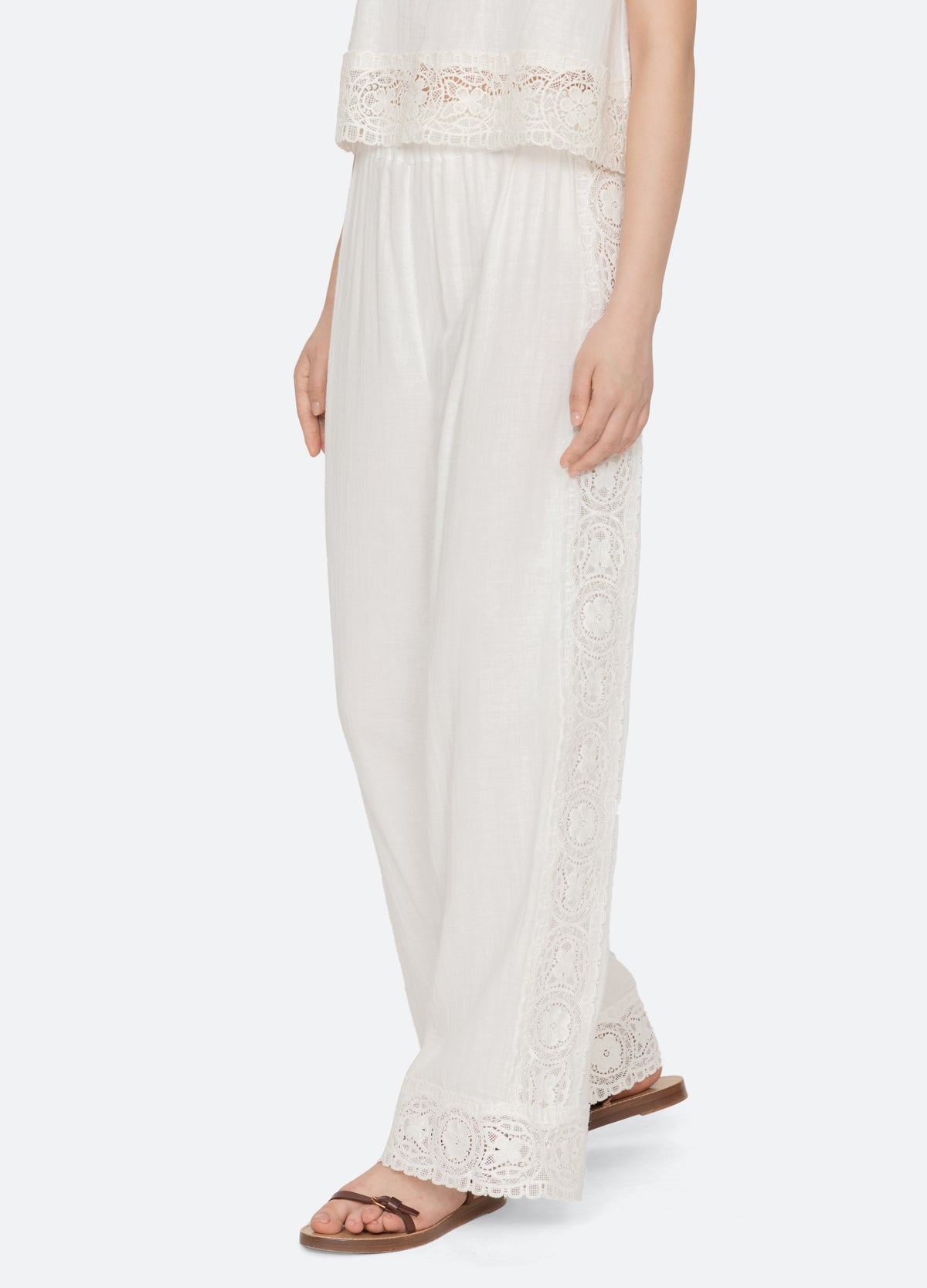 cream-gardener coverup pants-walking view - 5