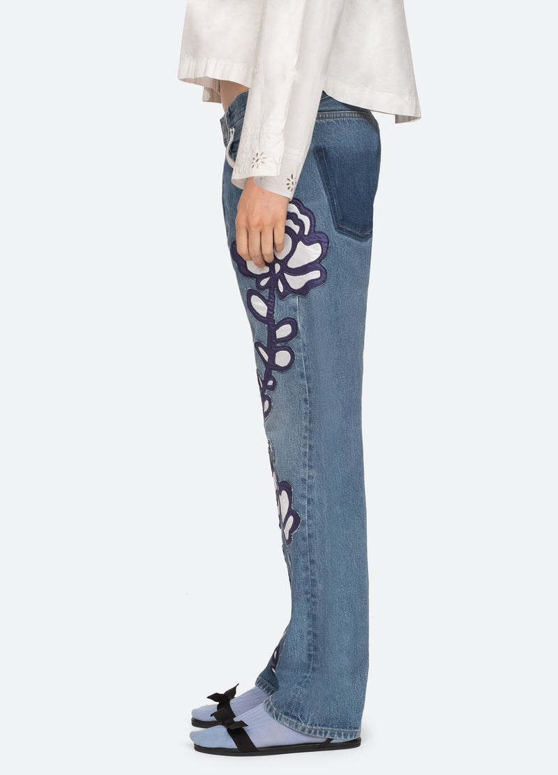 blue-paloma emb jeans-side view - 4