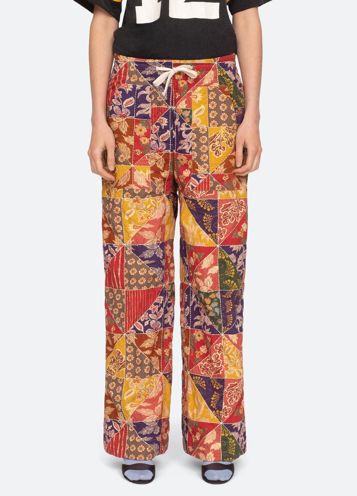 multi-paloma patchwork pants-front view - 1