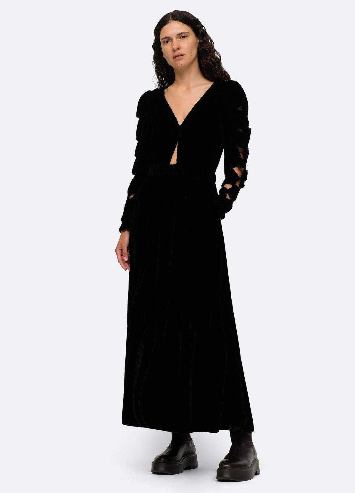 black-mayde cutout dress-front view - 3