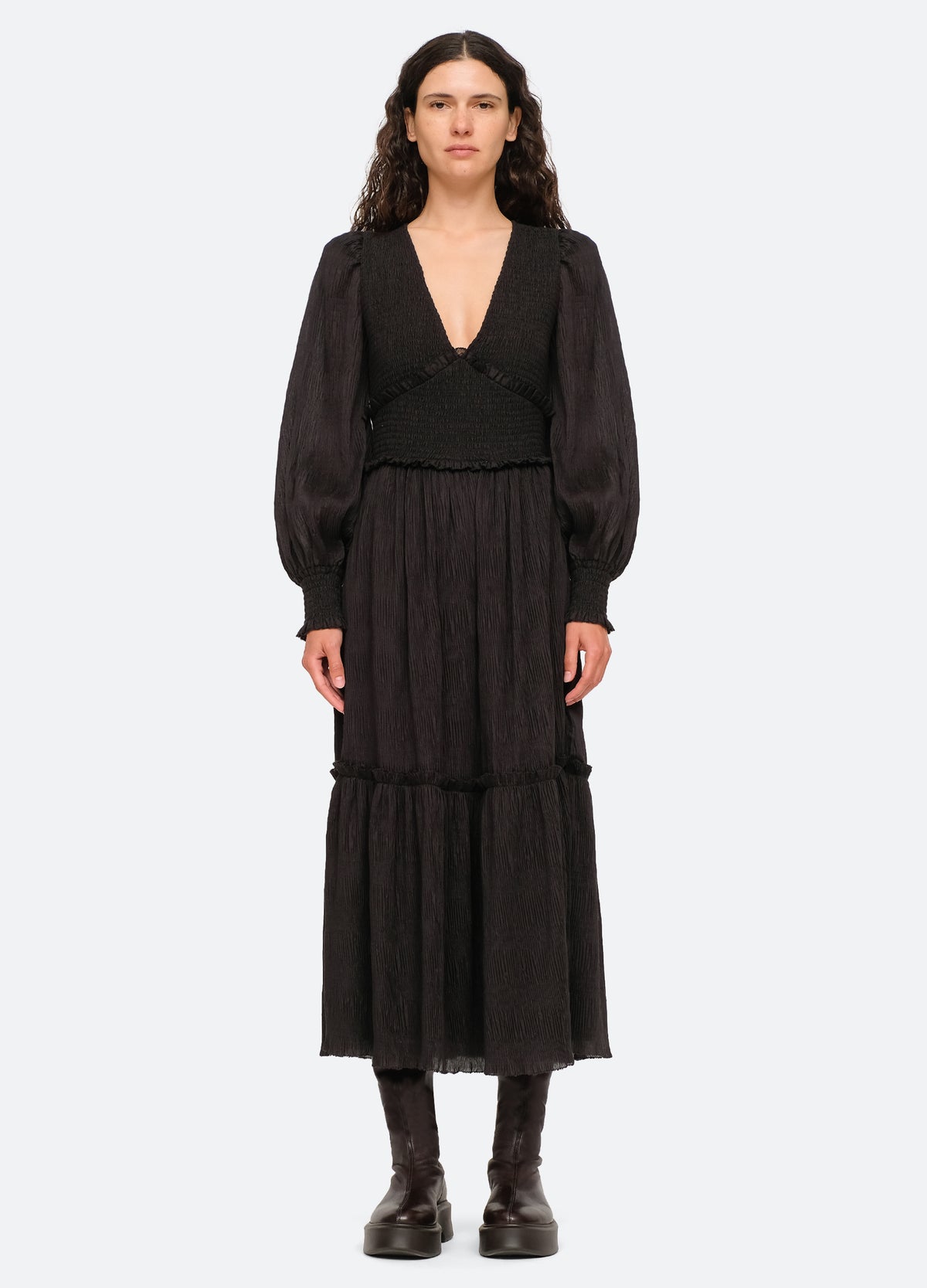 black-pasha l/s dress-front view