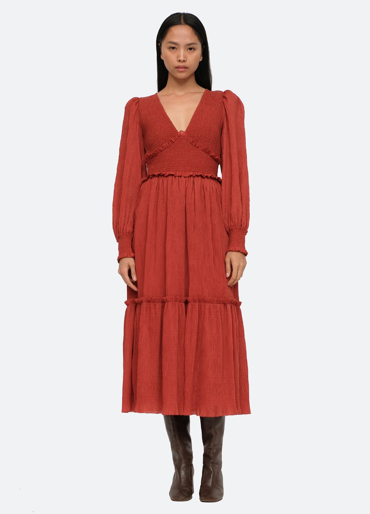 rust-pasha l/s dress-front view - 3