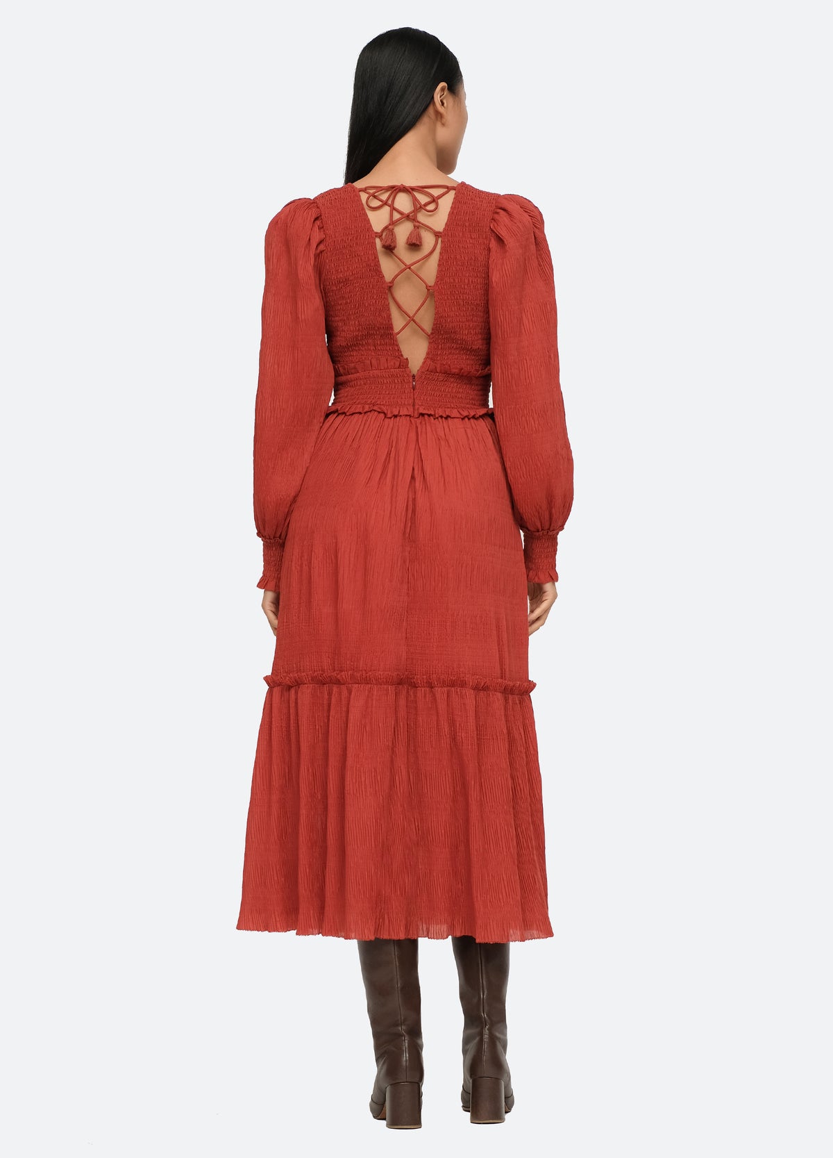 rust-pasha l/s dress-back view - 4