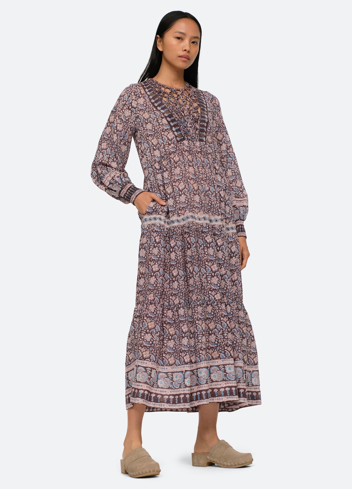 lilac-amaki l/s dress-front view