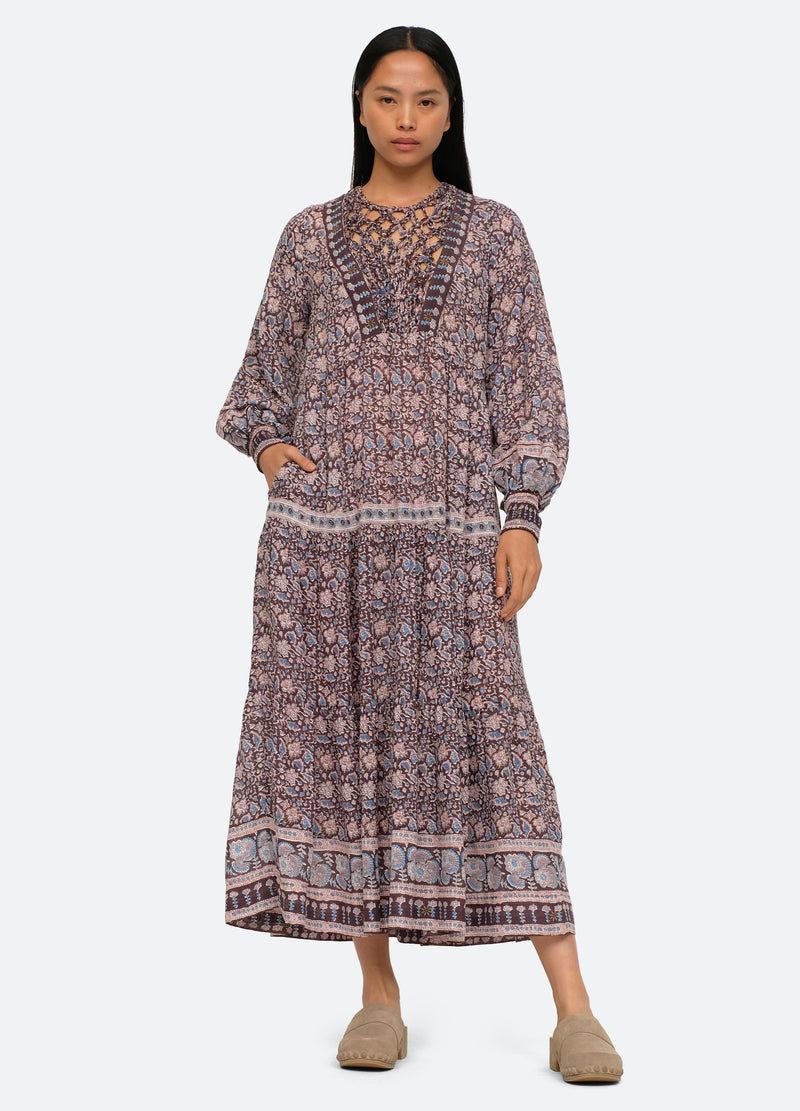 lilac-amaki l/s dress-front view 2 - 4