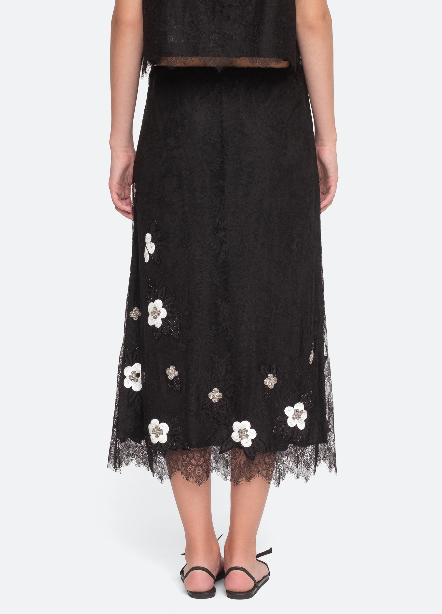 Black and ivory outlet lace skirt