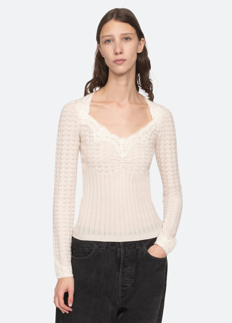 cream-kyra sweater-front view - 1