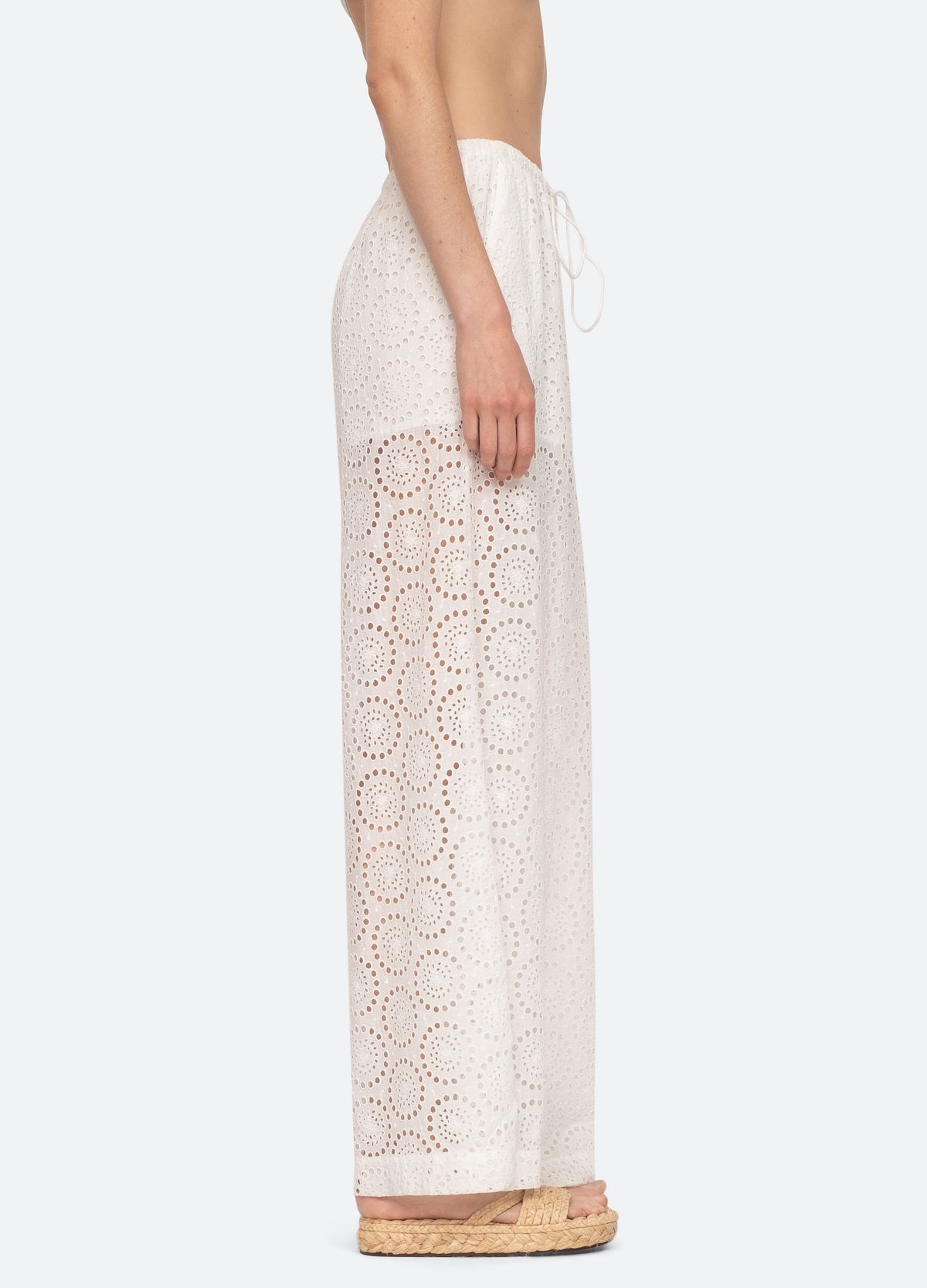 white-maeve eyelet pants-side view - 5