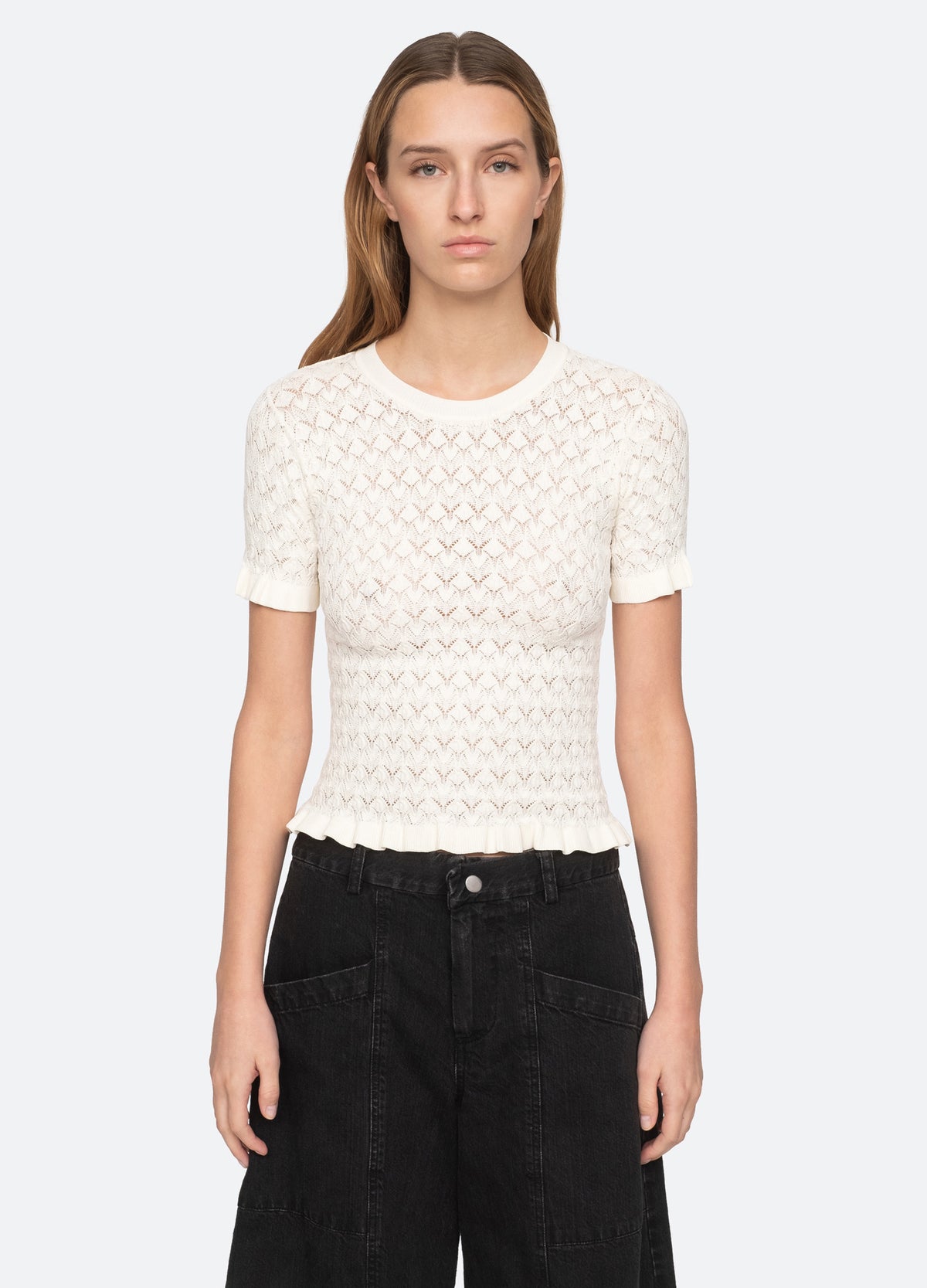 cream-rue s/s sweater-front view - 11