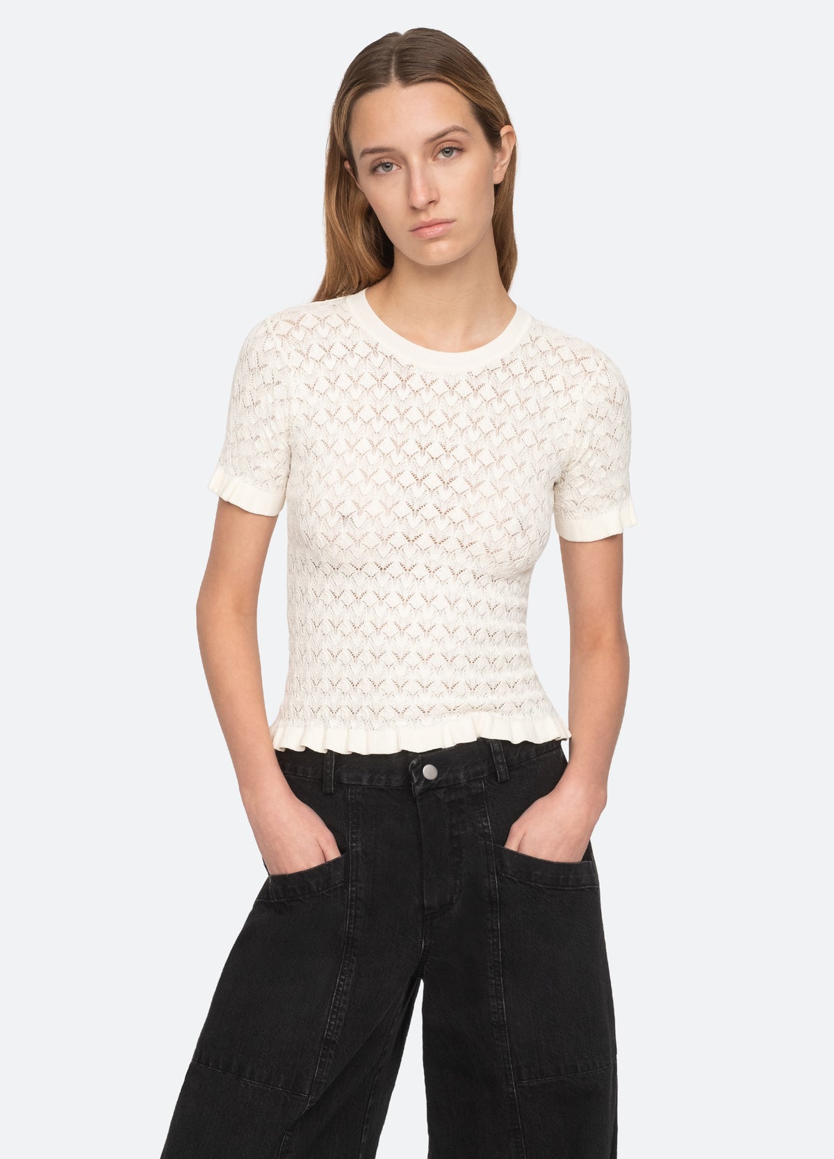 cream-rue s/s sweater-front view 2 - 8