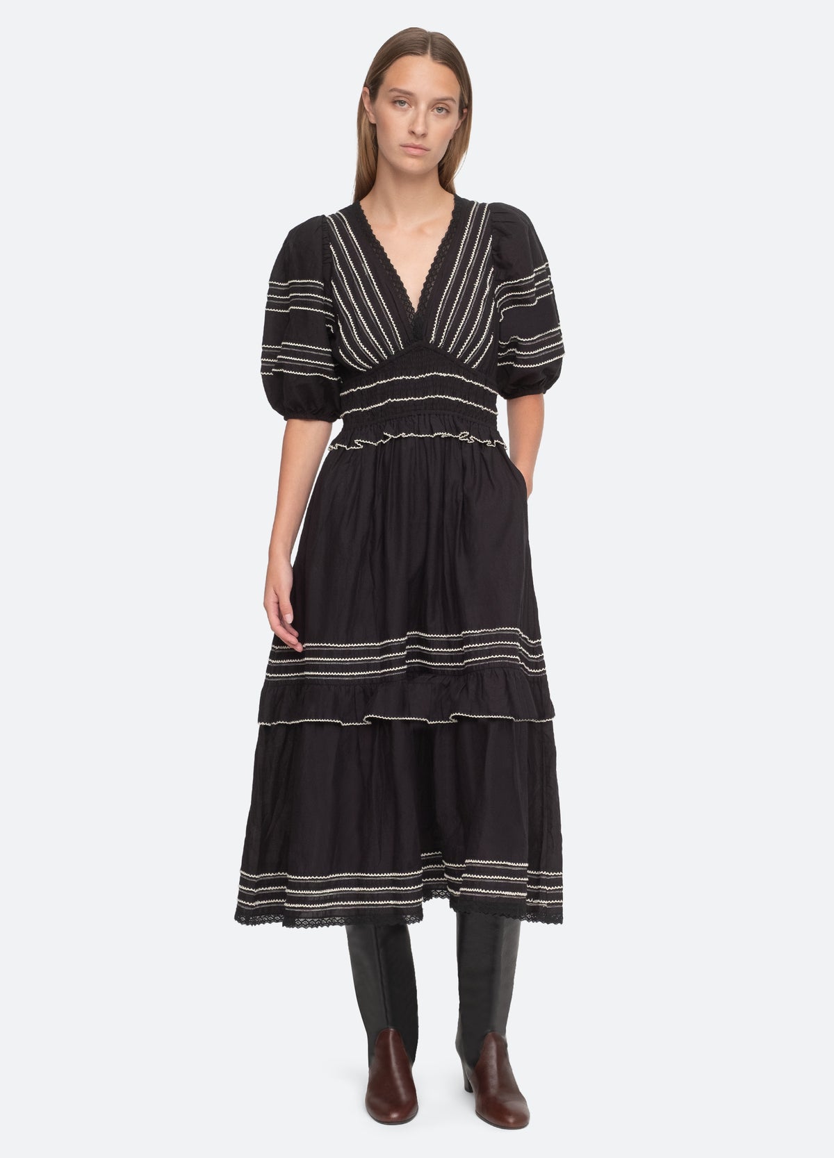 black-mable midi dress-front view