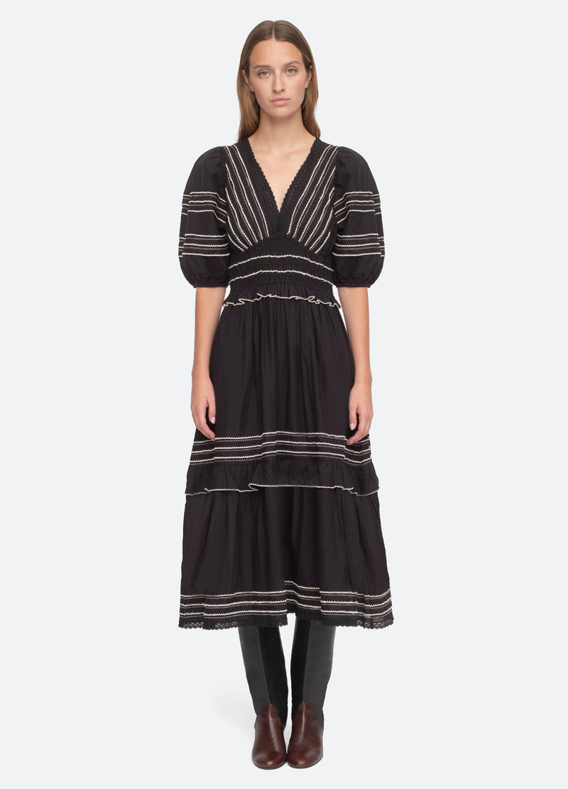 black-mable midi dress-front view 2 - 5