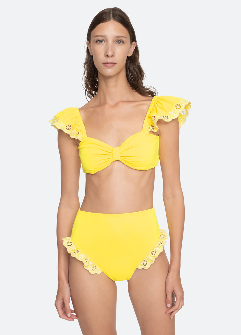 yellow-arabella bikini top-front view - 9