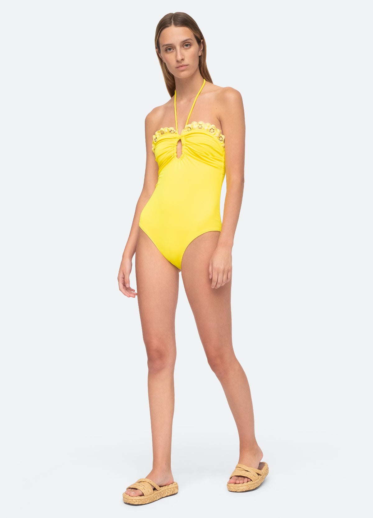 yellow-arabella one piece-front view - 2