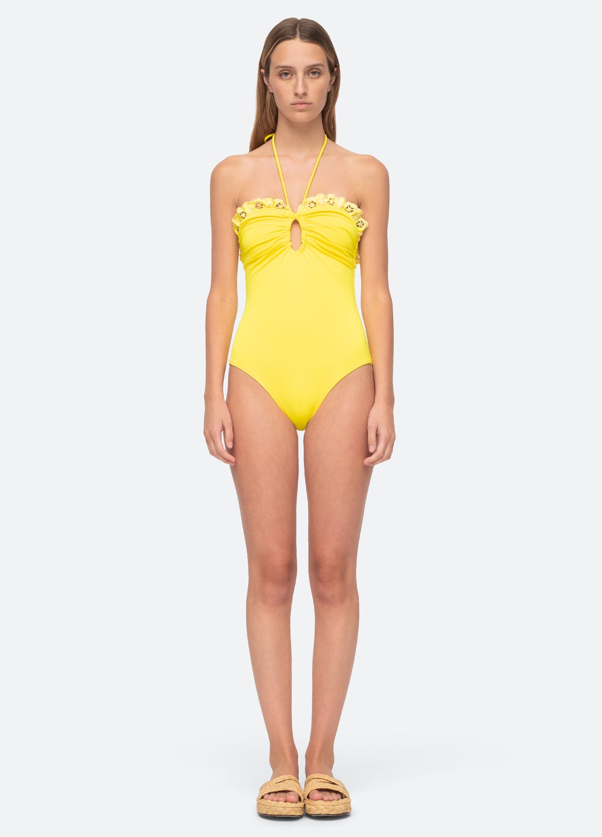 yellow-arabella one piece-front view 2 - 3