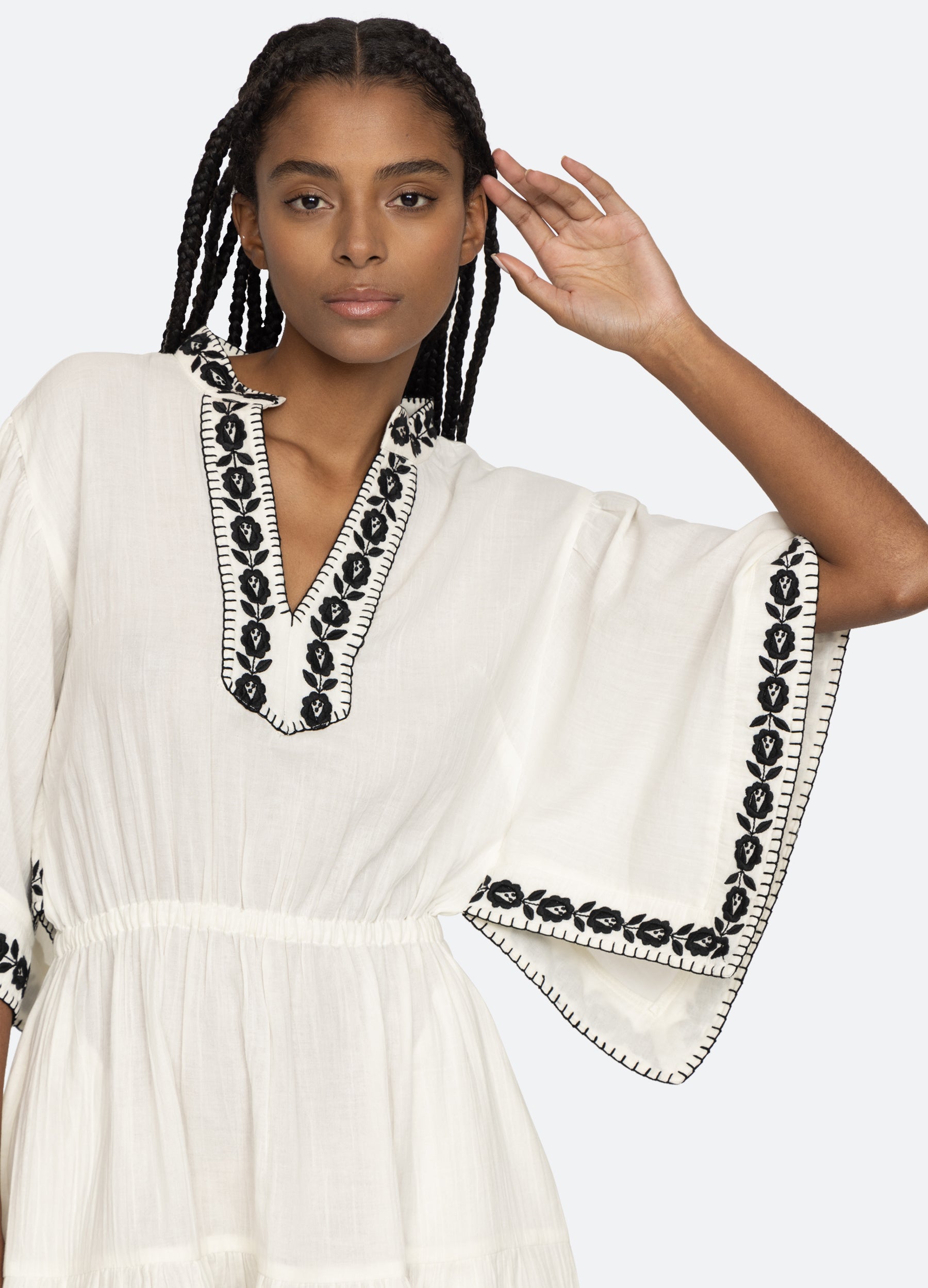 White embroidered 2025 beach cover up