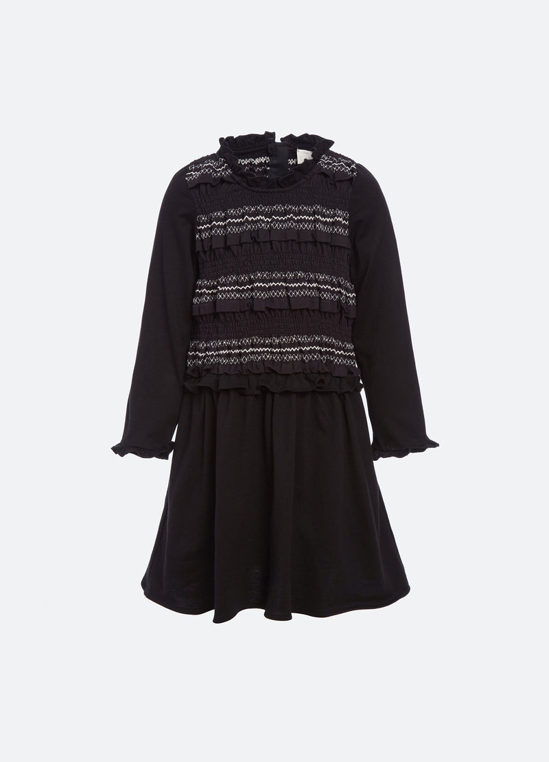 black-mable kids l/s dress-front view - 1