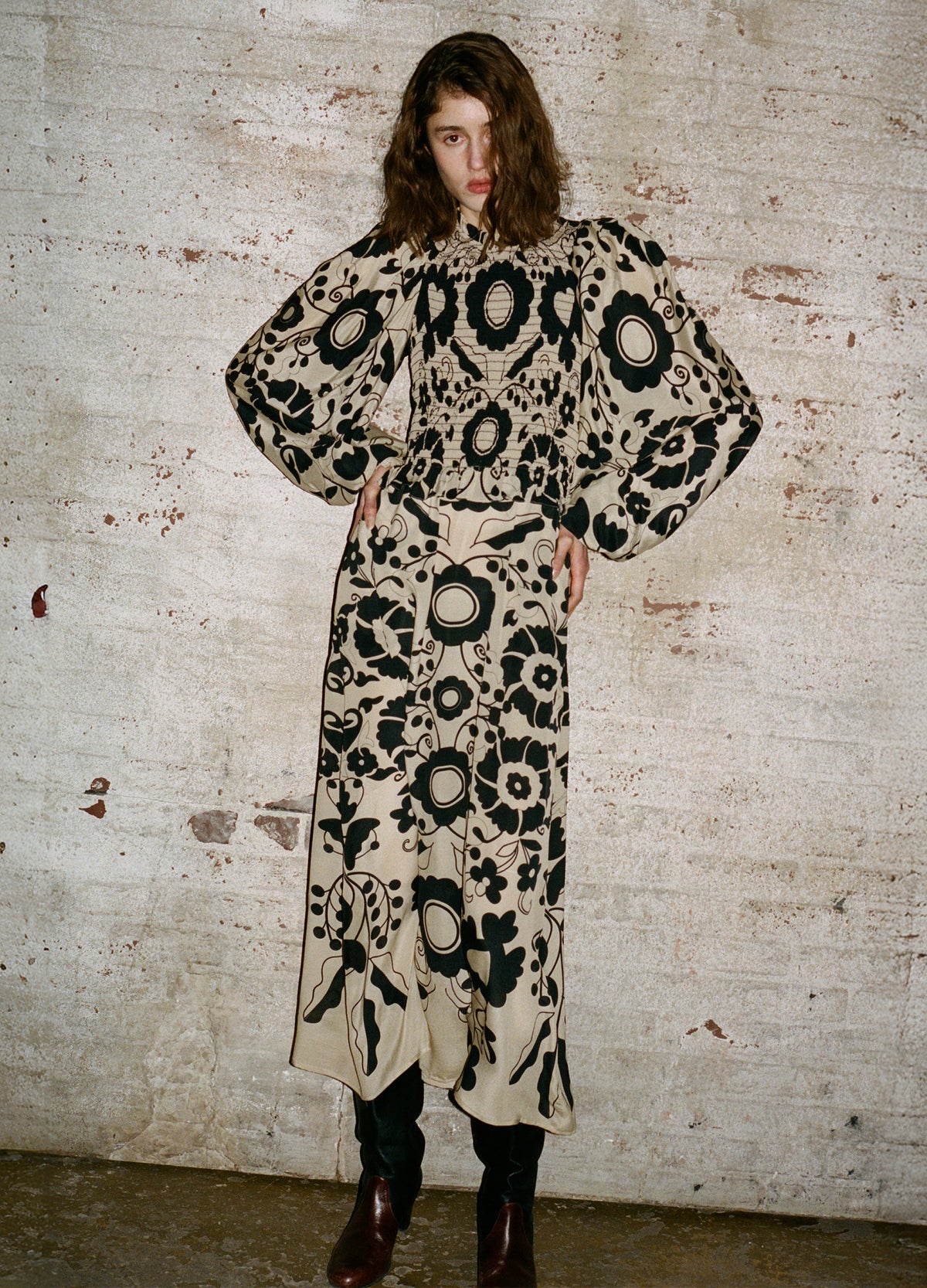 ecru-edna l/s dress-editorial view - 2