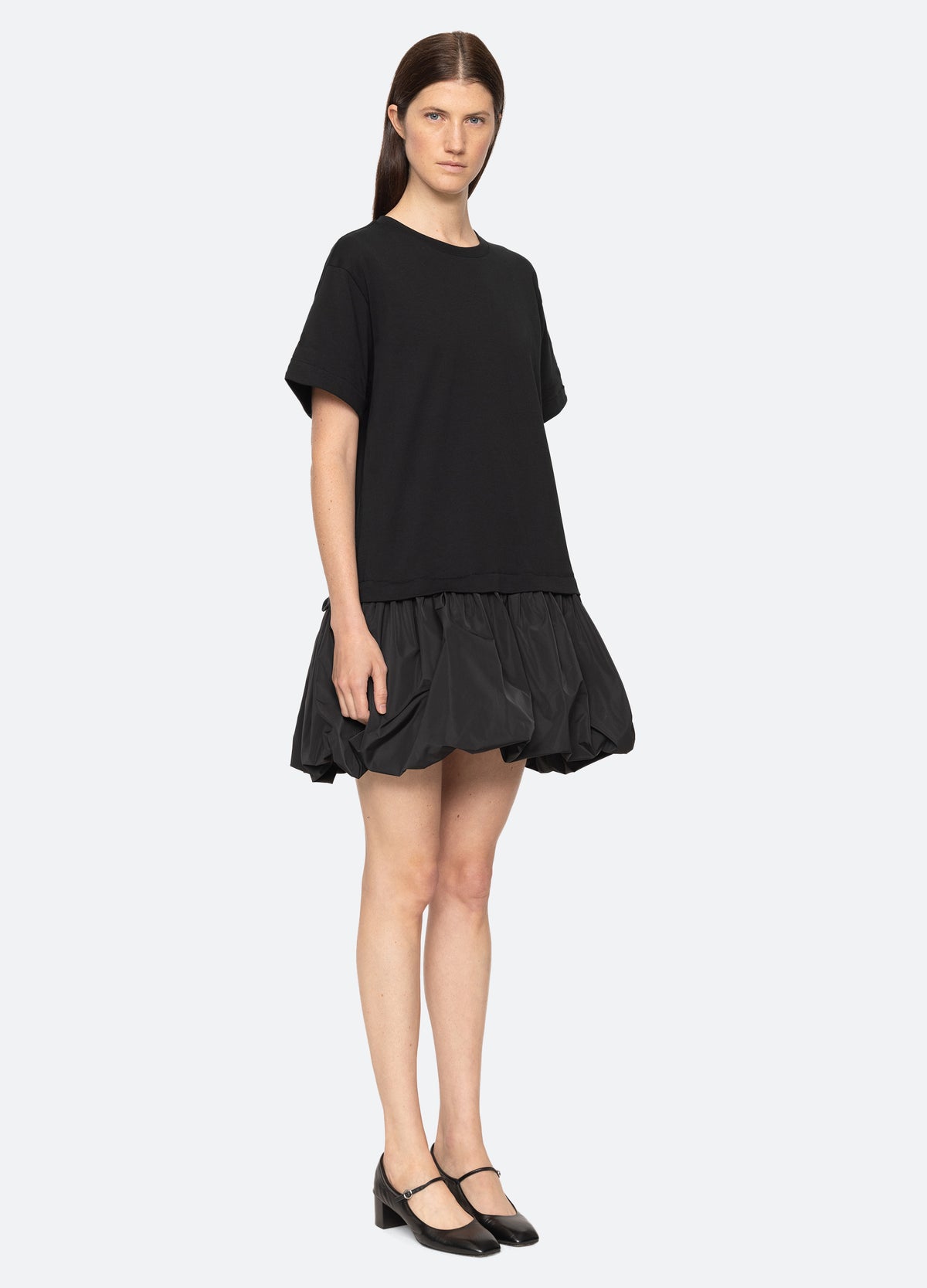 black-belen t-shirt dress-three quarter view - 4