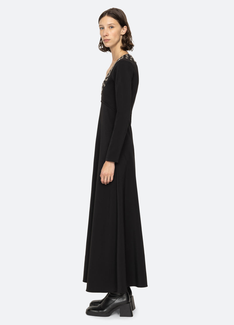 black-caryl l/s dress-side view - 4