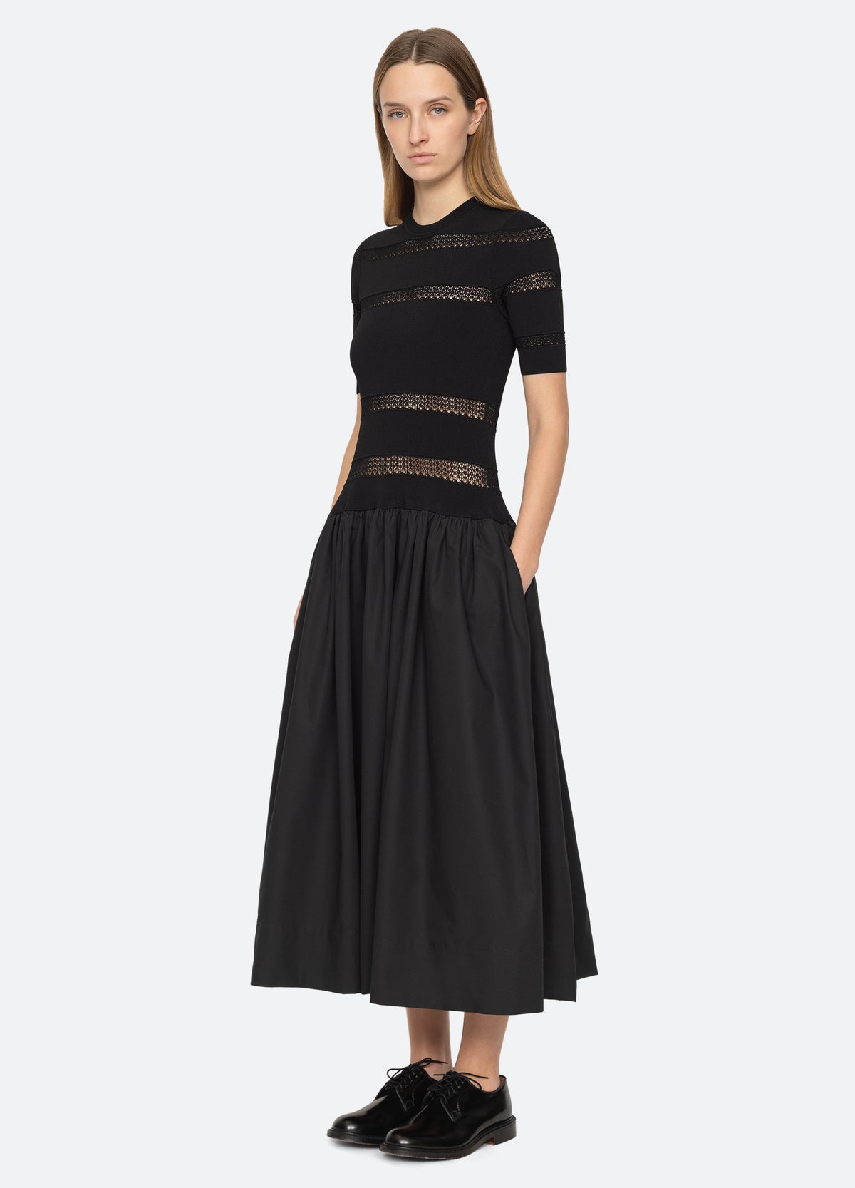 black-devon dress-three quarter view