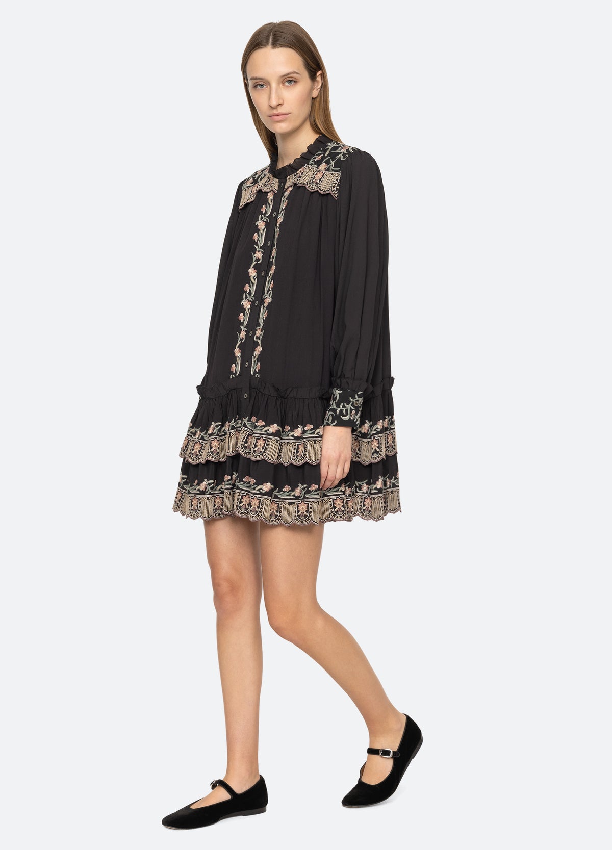 black-lacey tunic-walking view - 5