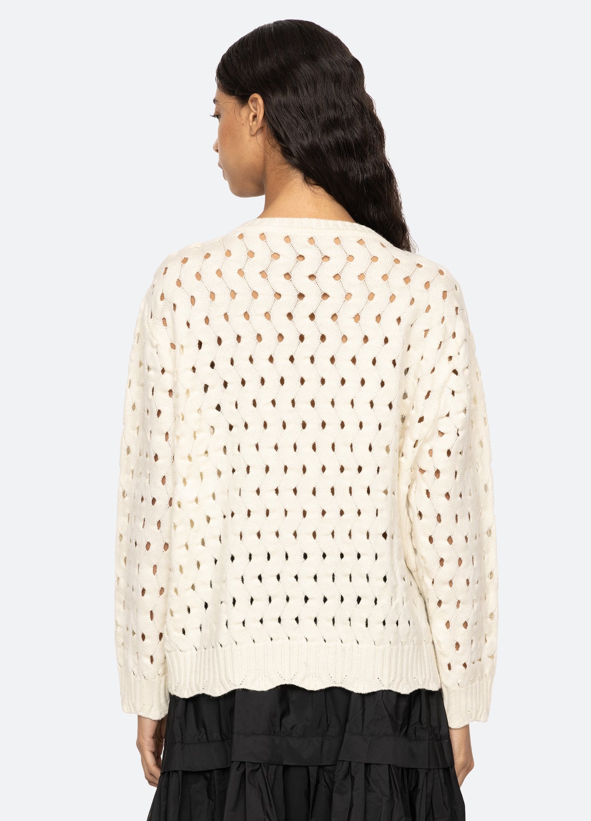 cream-leia l/s cardigan-back view - 2