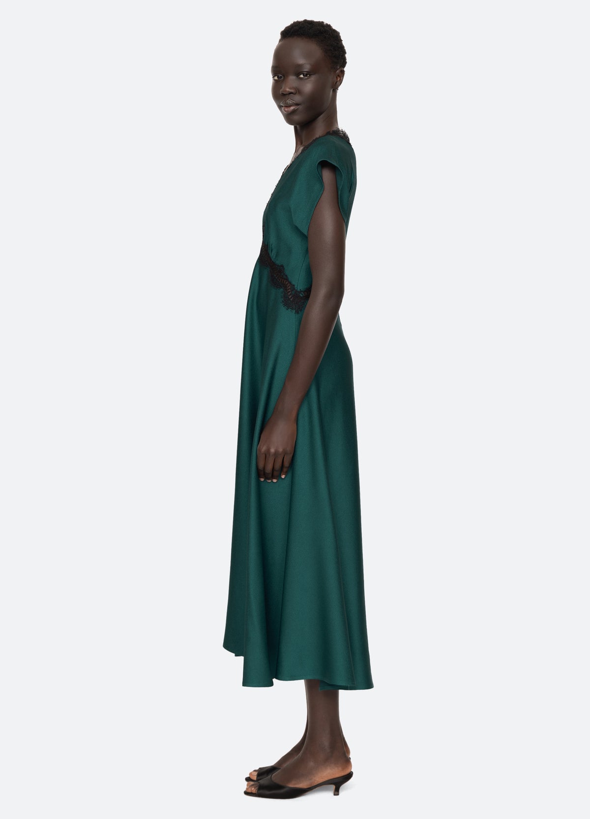 teal-noa v-neck dress-side view - 9