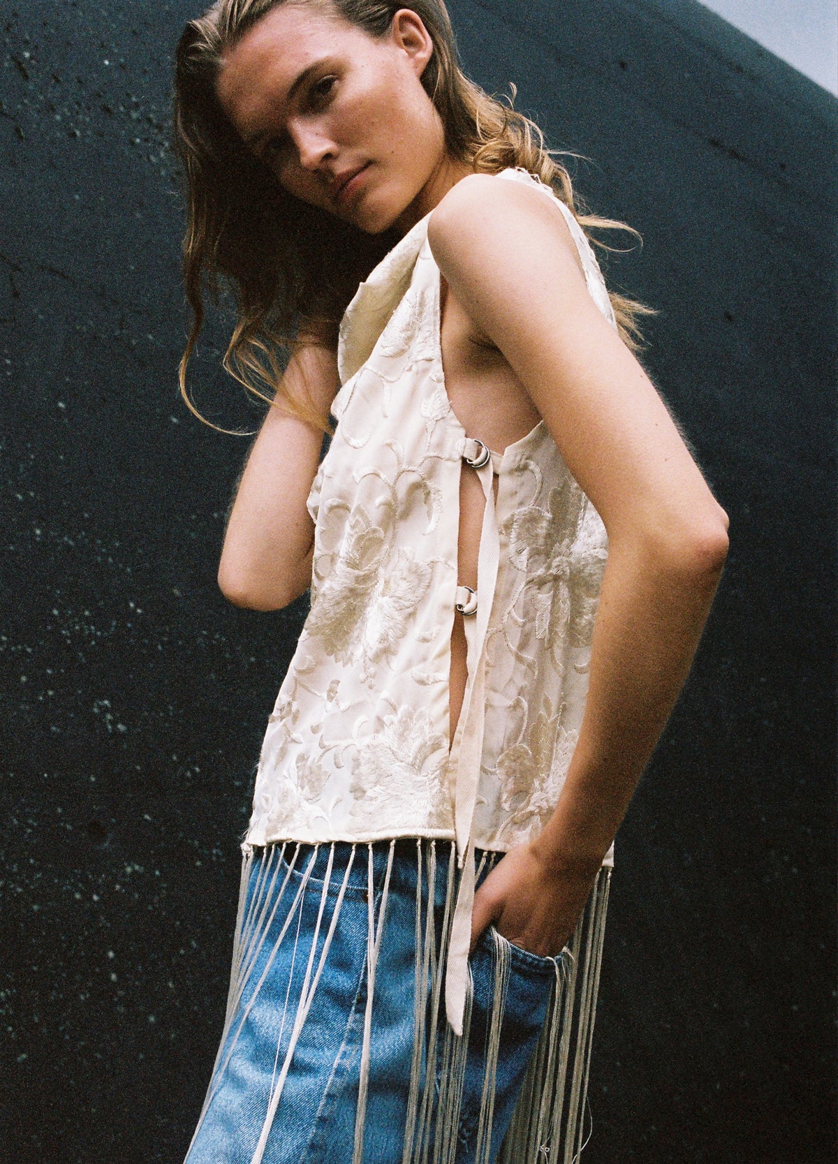 cream-priscilla vest-editorial view