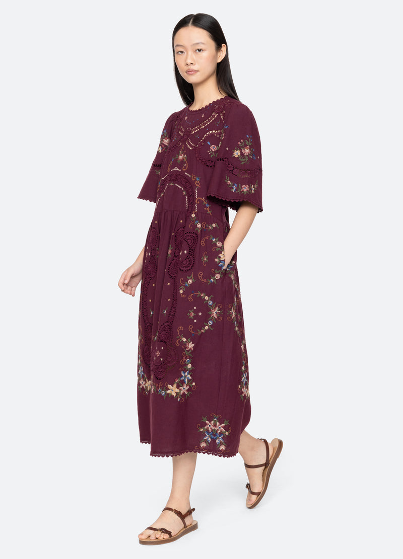Sea | Edwina S/S Dress | S | Burgundy Sea | Edwina S/S Dress | S | Burgundy