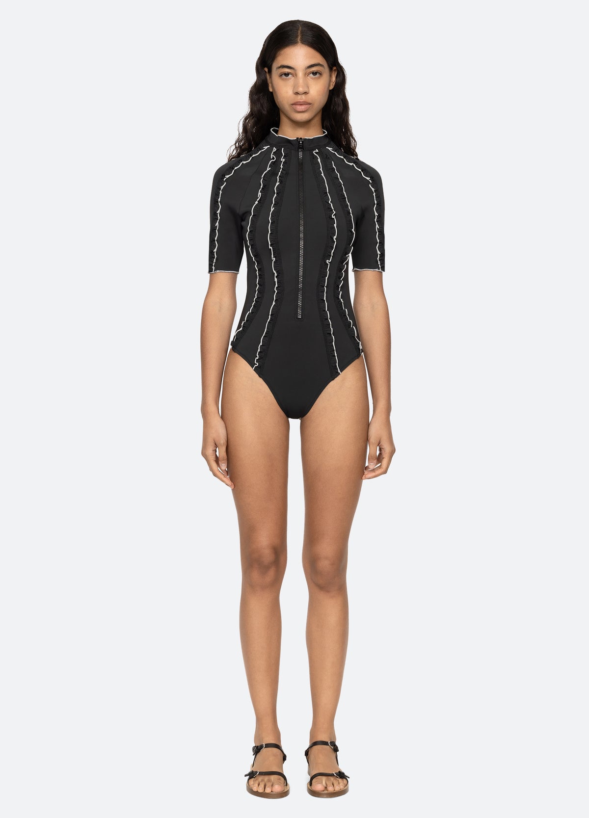 black-camille one piece-front view 2 - 7