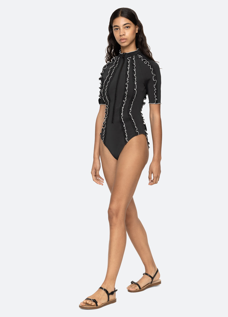 black-camille one piece-walking view - 6