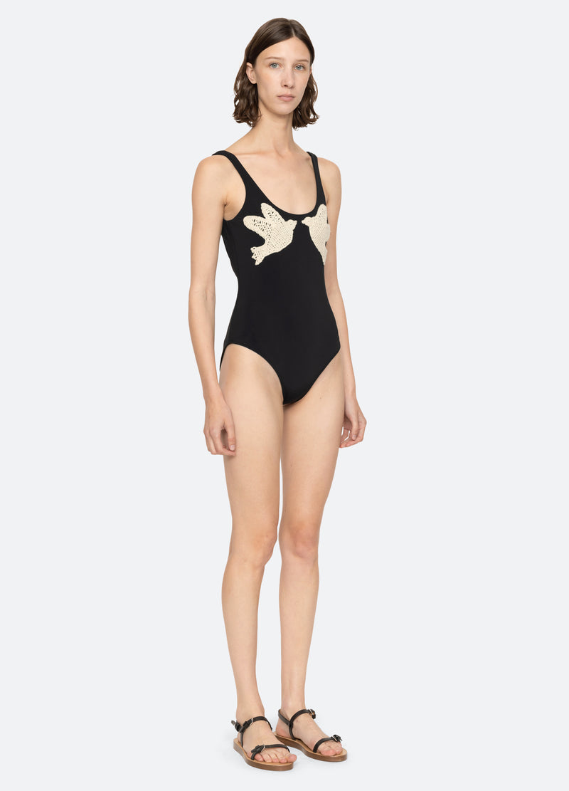 black-sally one piece-three quarter view - 5