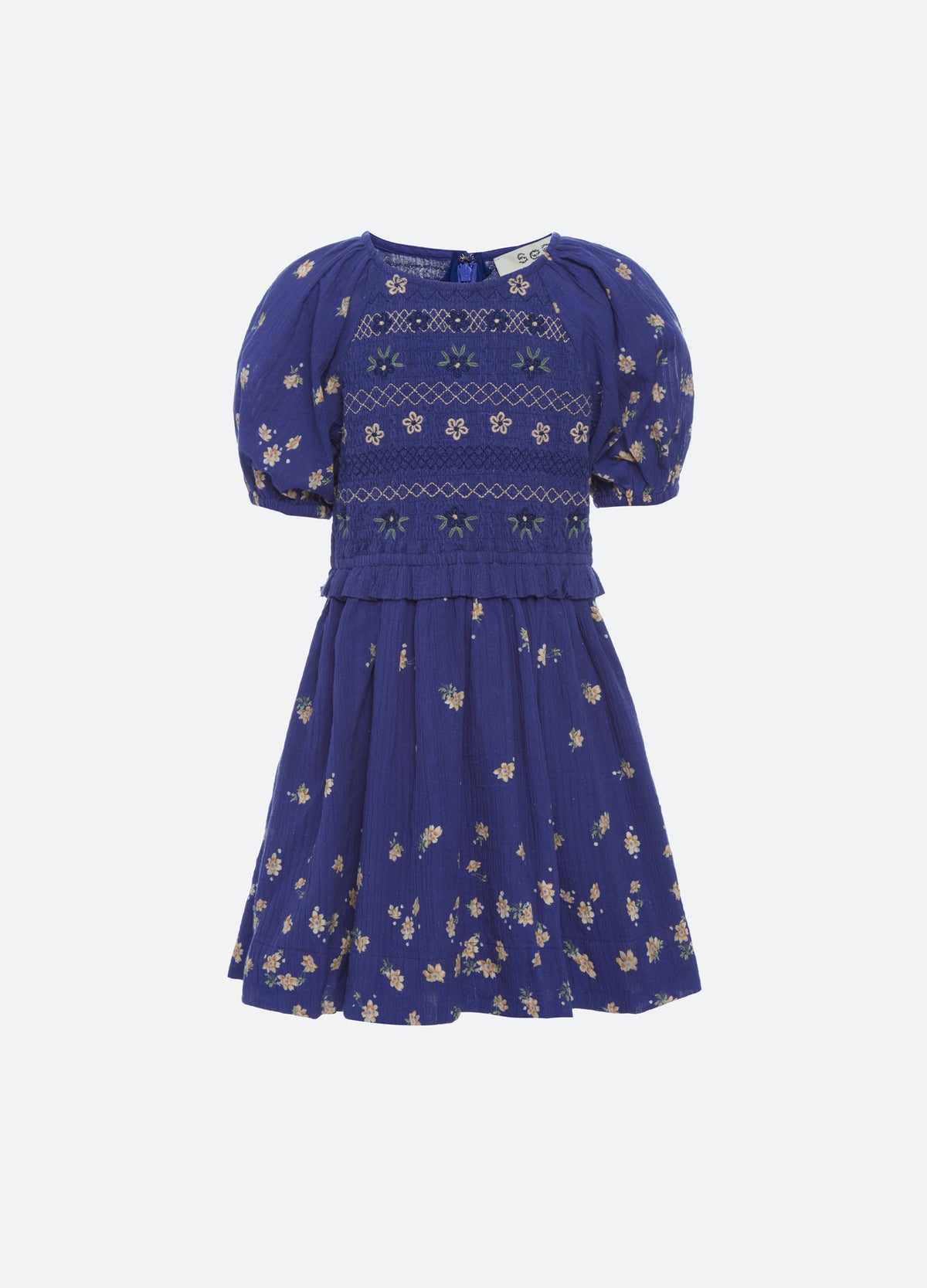 blue-elizabeth kids dress-front view - 2