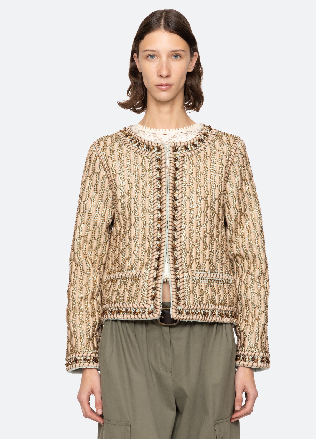 gold-viviana jacket-front view 3 - 7