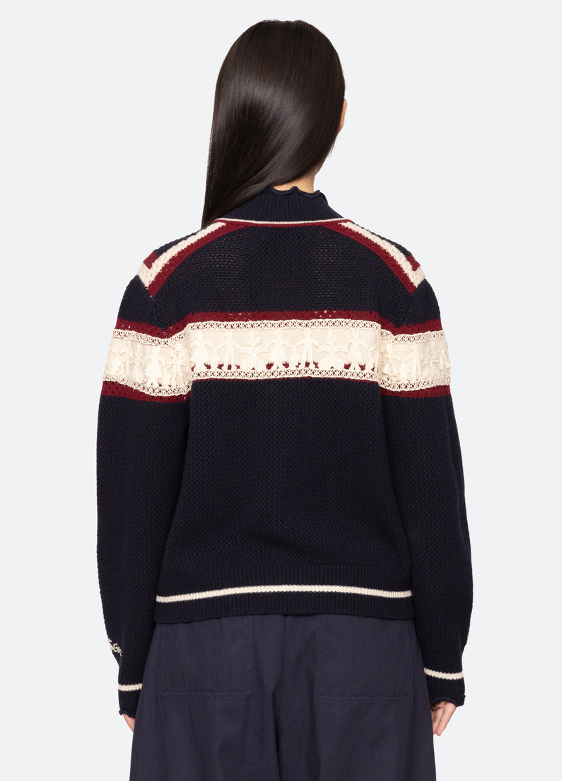 multi-hester zip cardigan-back view - 3