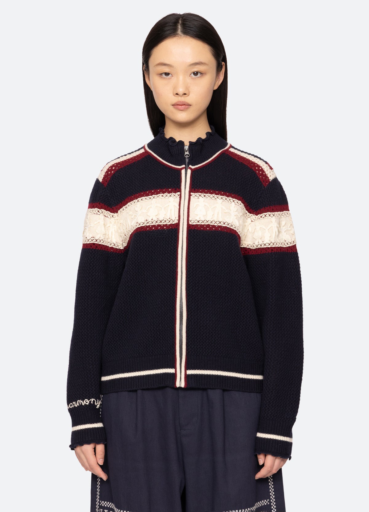 multi-hester zip cardigan-front view 2 - 6