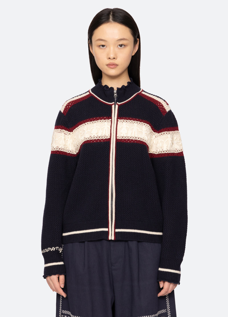 multi-hester zip cardigan-front view 2 - 6