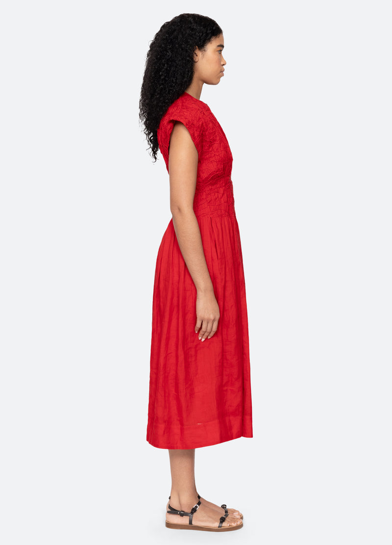 red sea midi dress Red Lucille Liberty Print Short Sleeve Midi Dress