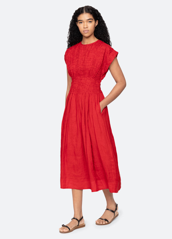 red dress cheap price Red Organic Cotton Maxi Dress: Strappy Flared Summer Dress