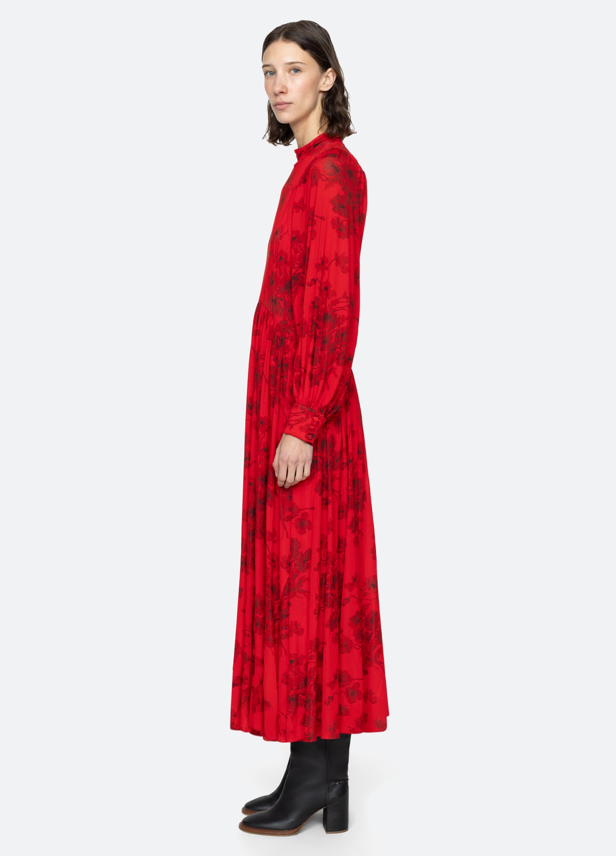 red-cornelia l/s dress-side view - 5