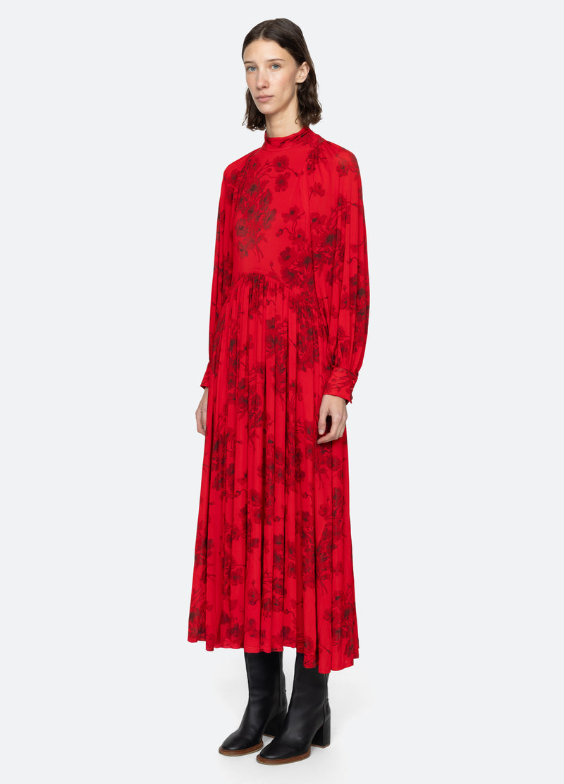 red-cornelia l/s dress-three quarter view - 6
