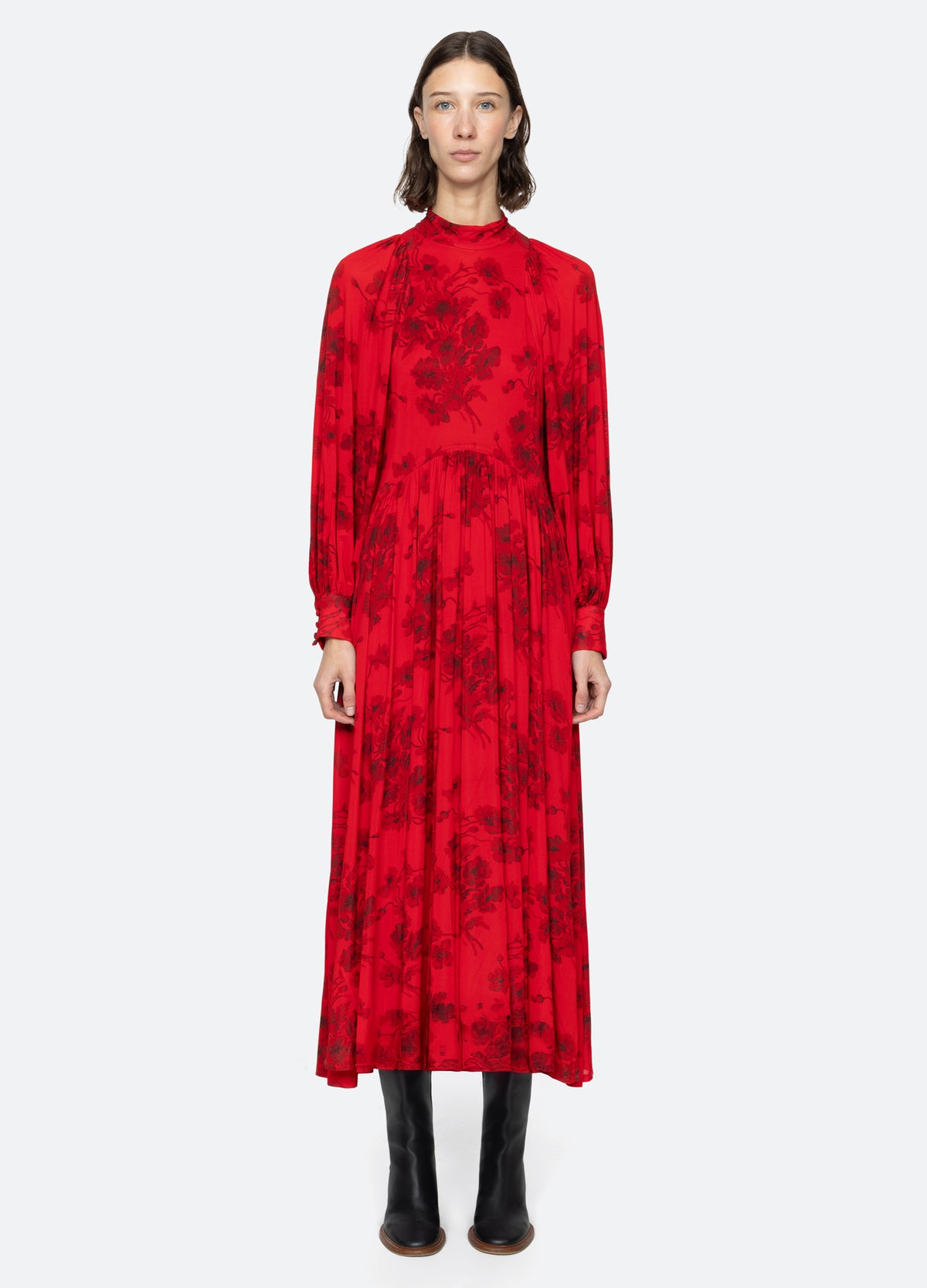 red-cornelia l/s dress-front view 2 - 8