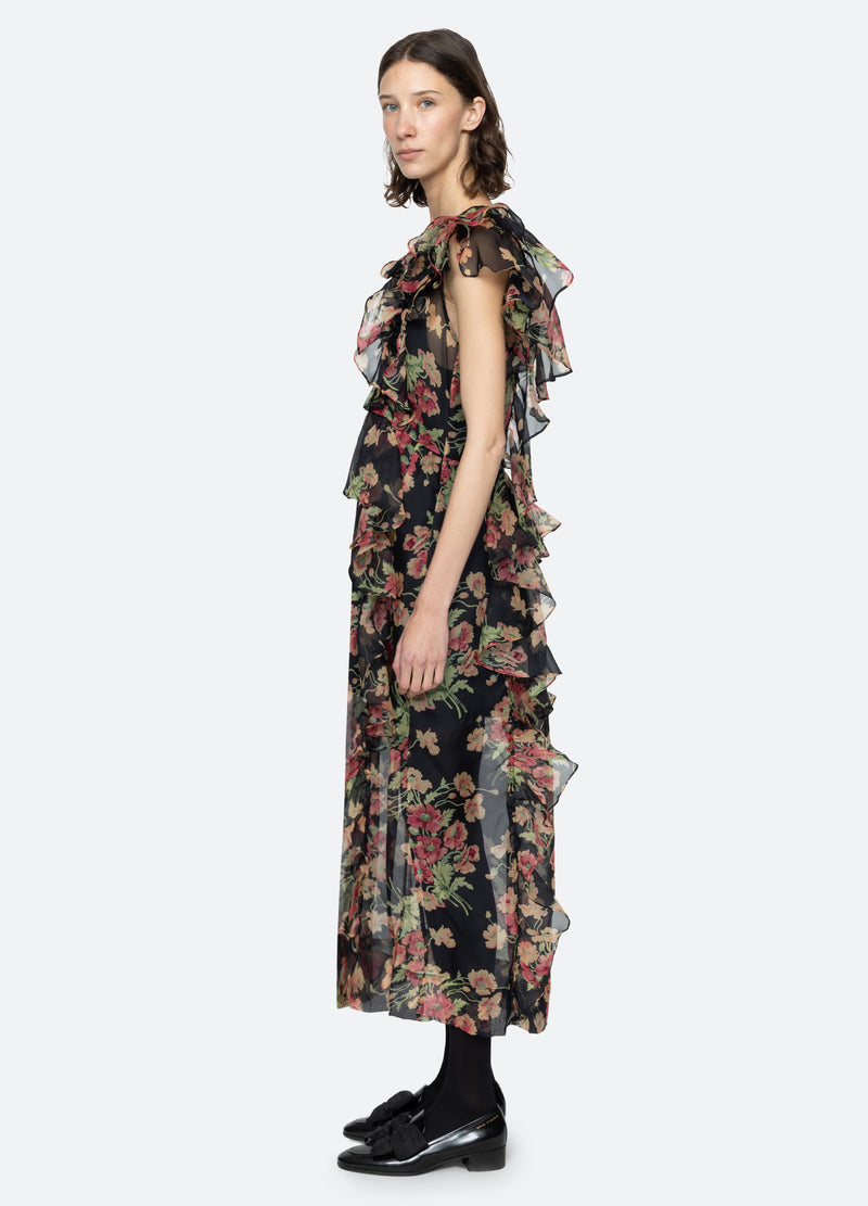 black-cornelia midi dress-side view - 5