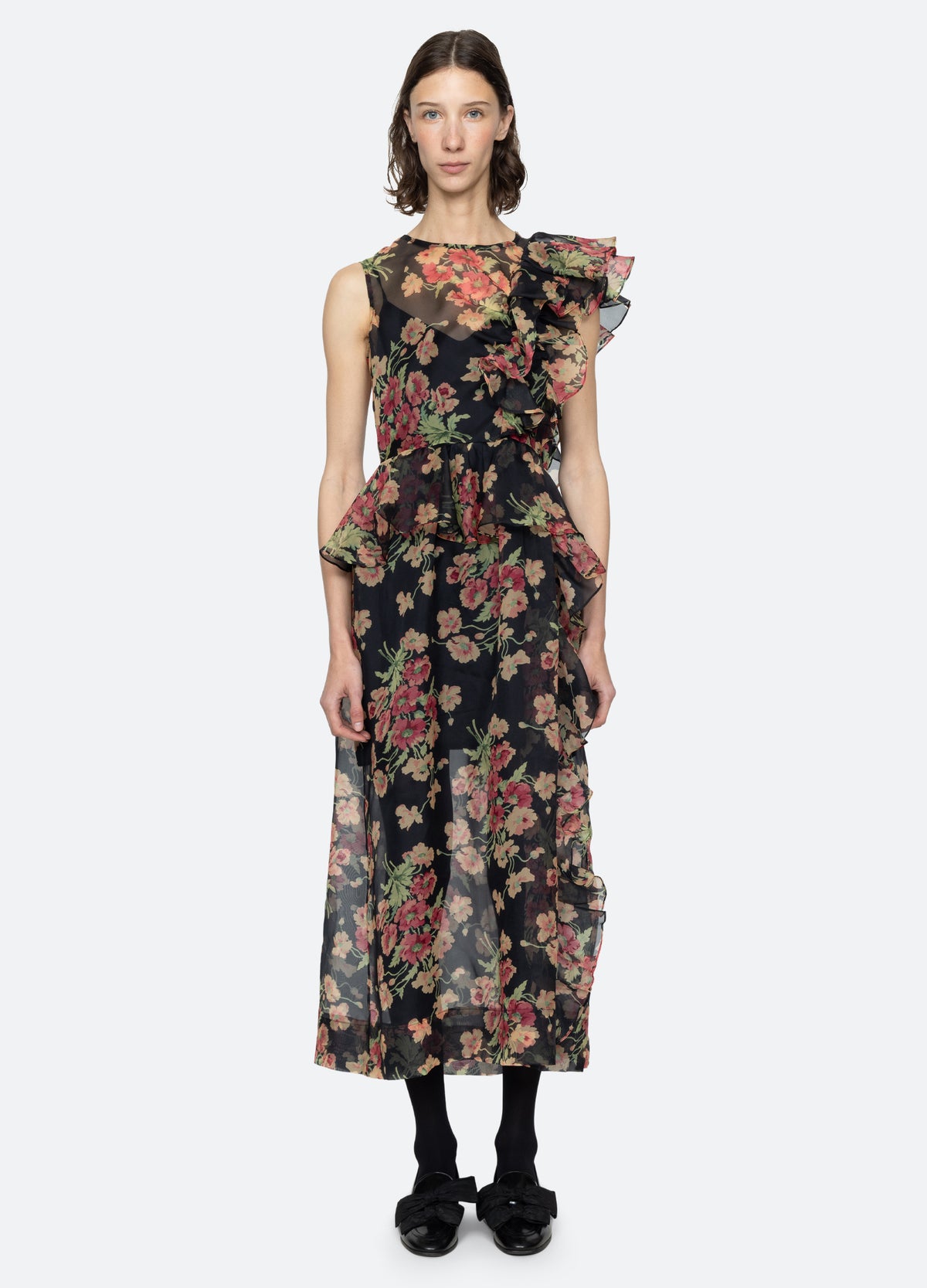 black-cornelia midi dress-front view 2 - 8