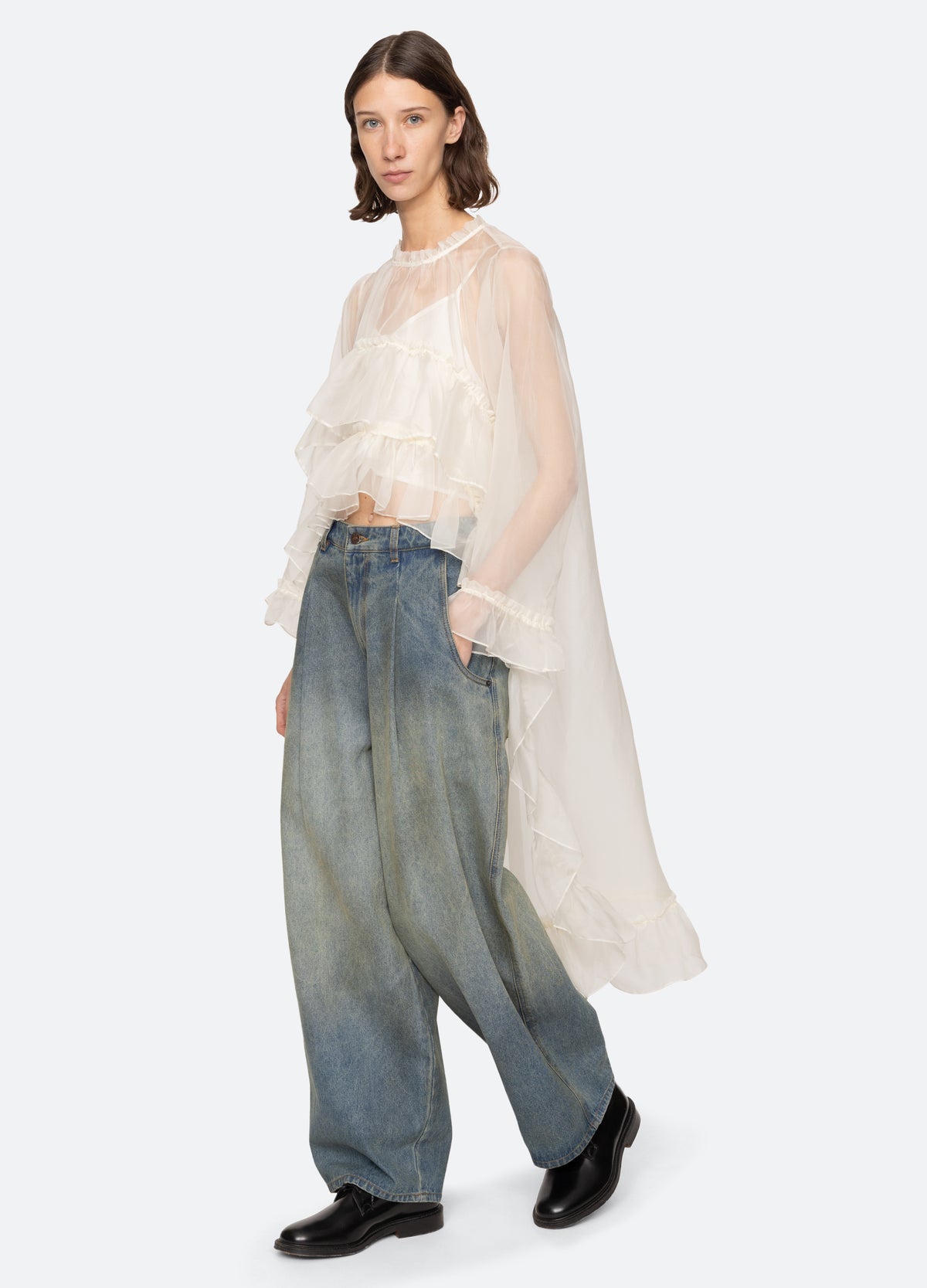 cream-cornelia top-walking view - 2