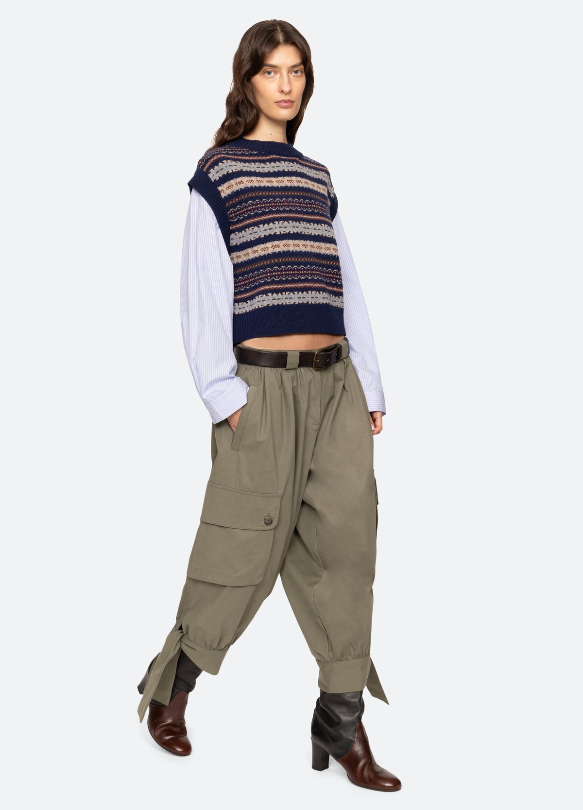 navy-ciara combo top-full body view - 7