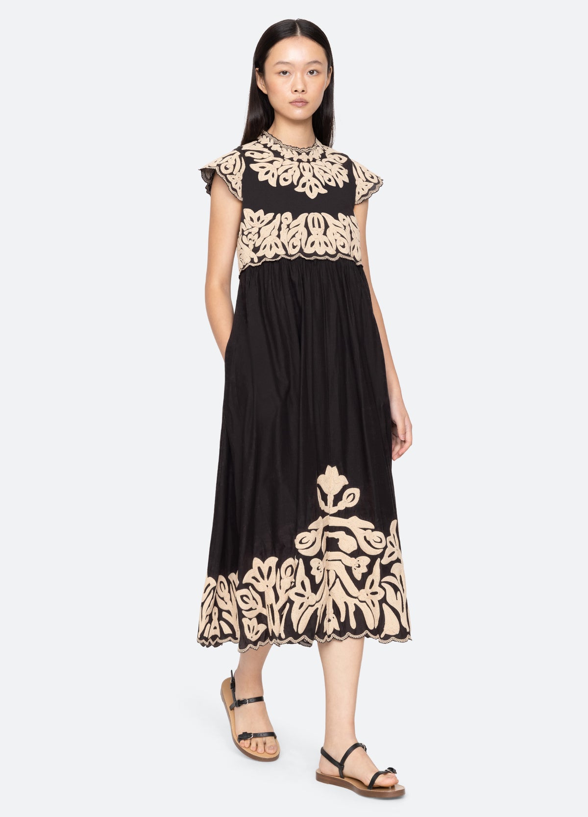 black-alexandra dress-walking view