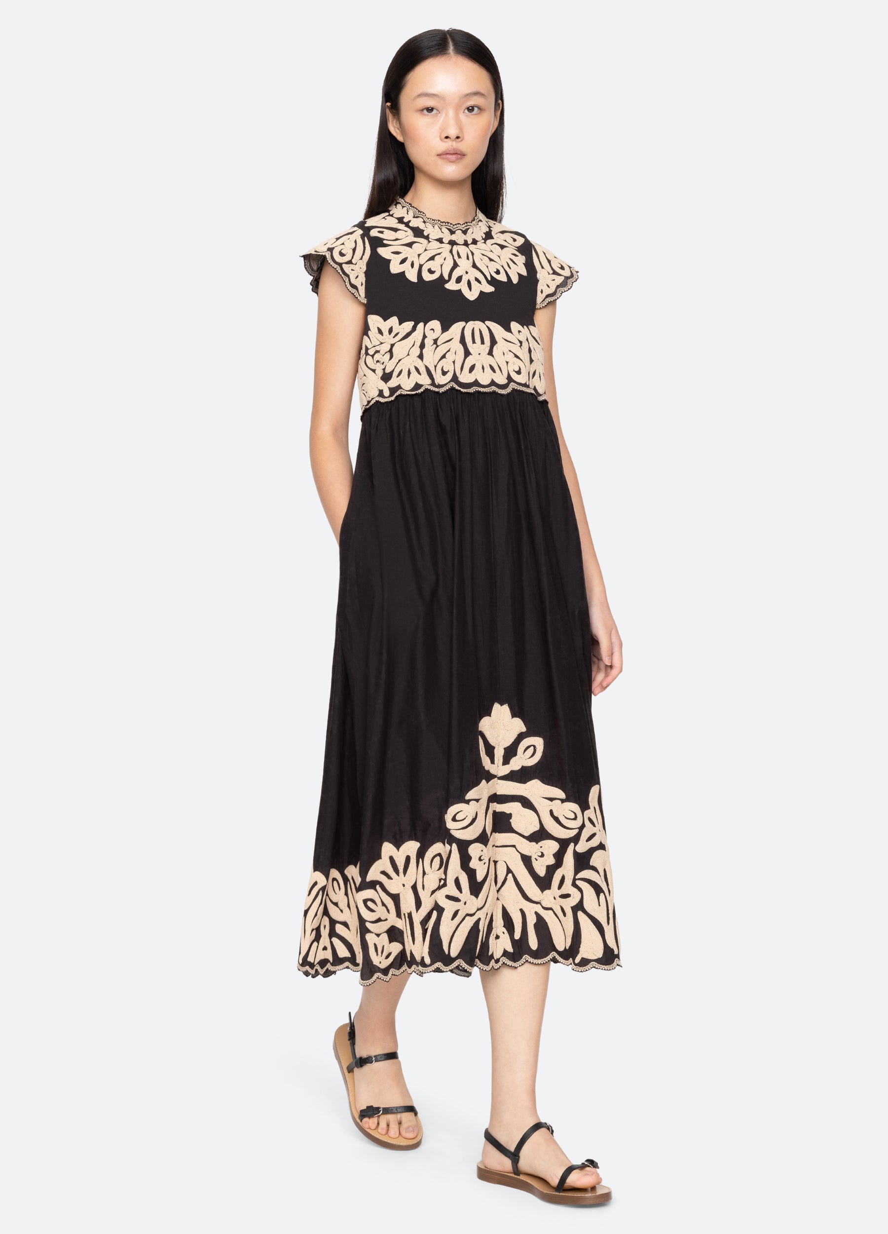 Sea Alexandra Embroidered Midi Dress - Blue Sea Alexandra Embroidered Midi Dress - Blue